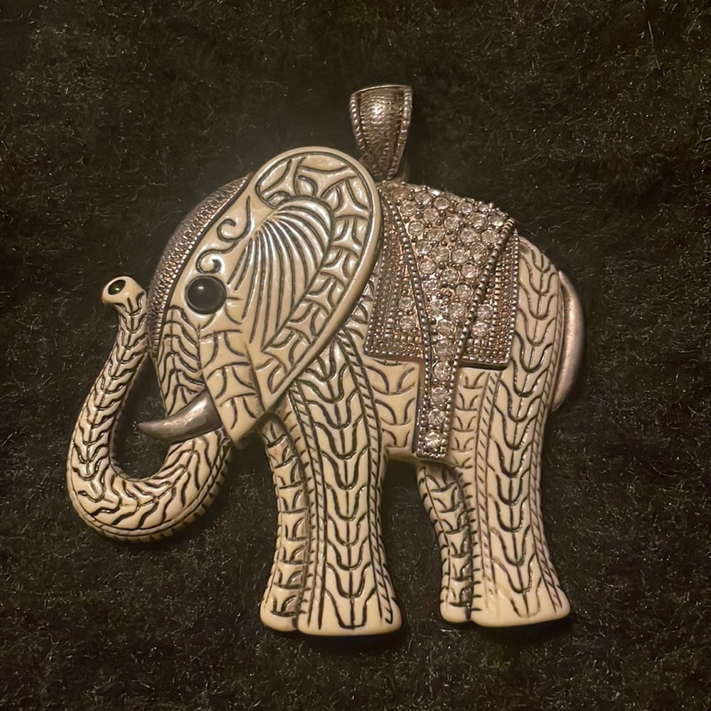 VTG GODINGER SILVER ART IVORY ORNATE RHINESTONE DECORATED INDIA ELEPHANT